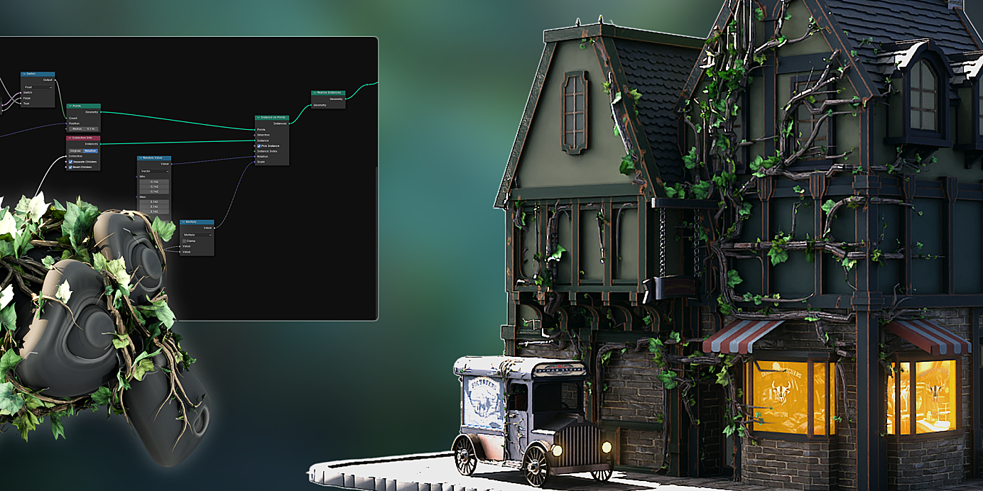 Udemy – Blender 4几何节点藤蔓制作