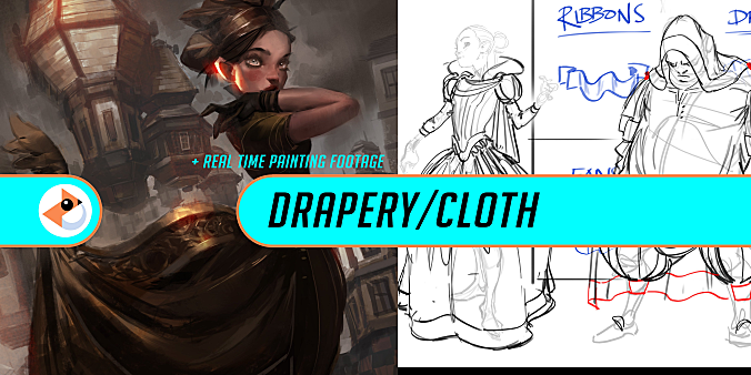 Gumroad – 窗帘与布料CG艺术绘画