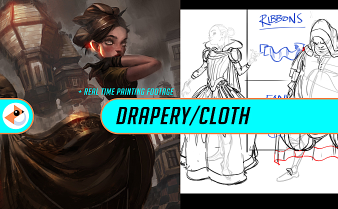 Gumroad – 窗帘与布料CG艺术绘画