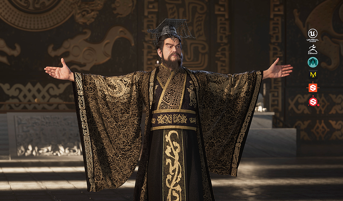 【中文】Wingfox – UE5渲染写实角色《秦始皇》案例制作流程教学